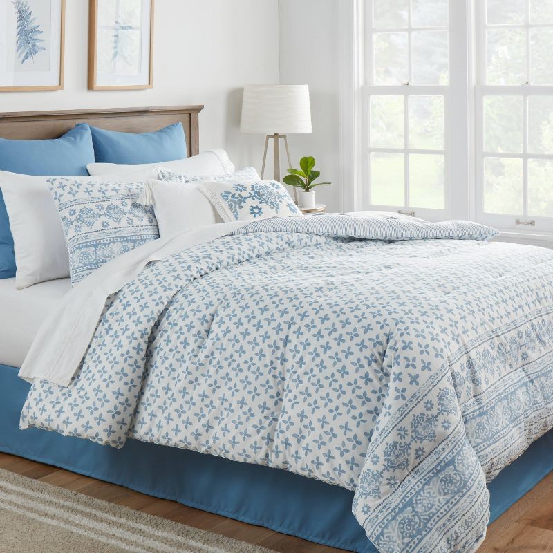 8pc Block Print with Border Comforter Bedding Set Light Blue - Threshold™, 2 of 10