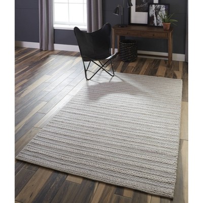 Handmade Striped Tufted Wool-Viscose Blend Area Rug in Gray 8'9" x 11'9"