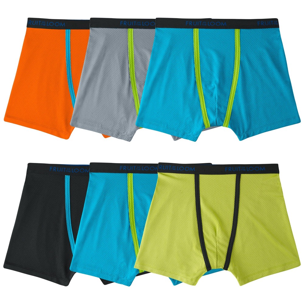 size Medium (10/12) Fruit of the Loom Boys' 5 + 1 Bonus Pack Breathable Micro-Mesh Boxer Briefs 