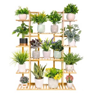 Artloge 9 Tier Bamboo Plant Stand Multi-Layer Flower Potted Holder Rack Tall Display Shelf Unit for Indoor Outdoor Garden Yard Patio Balcony - 1 of 4