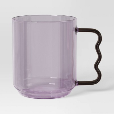 15.22oz Glass Mug Pink with Berry Handle - Room Essentials™: Dishwasher-Safe Drinkware for Hot or Cold Beverages