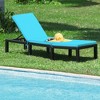 Tangkula Adjustable Rattan Patio Chaise Lounge Chair Couch w/ Turquoise Cushion - 3 of 4