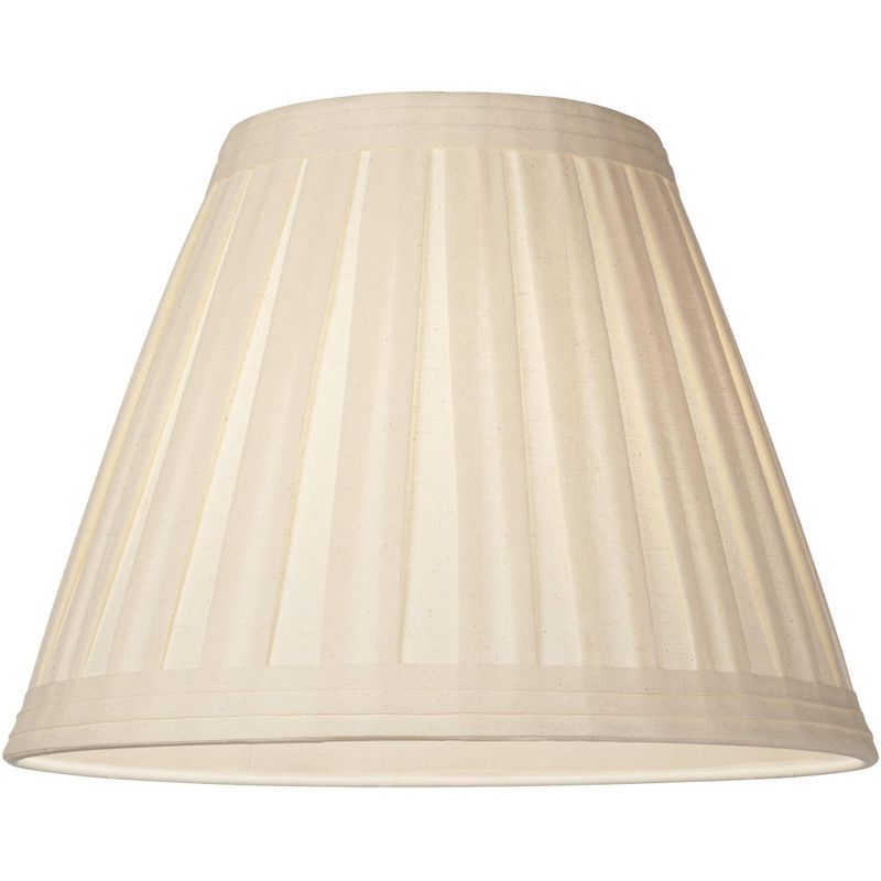 Springcrest Set of 2 Creme Linen Box Pleated Medium Drum Lamp Shades 7" Top x 14" Bottom x 11" High (Spider) Replacement with Harp and Finial, 4 of 12