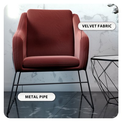Royal Rose Velvet and Black Metal Accent Chair