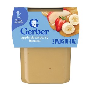 Gerber Baby Food Stage 2 Apple Strawberry Banana Puree Tub - 4oz/2ct - 1 of 4