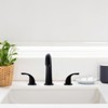 WOWOW 8 in. Widespread Double Handle Gooseneck Bathroom Faucet with Pop-up Drain in Matte Black - 2 of 4