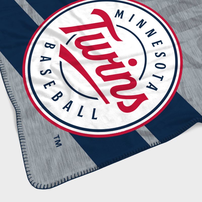 MLB Minnesota Twins Corner Logo Faux Shearling Blanket, 3 of 4