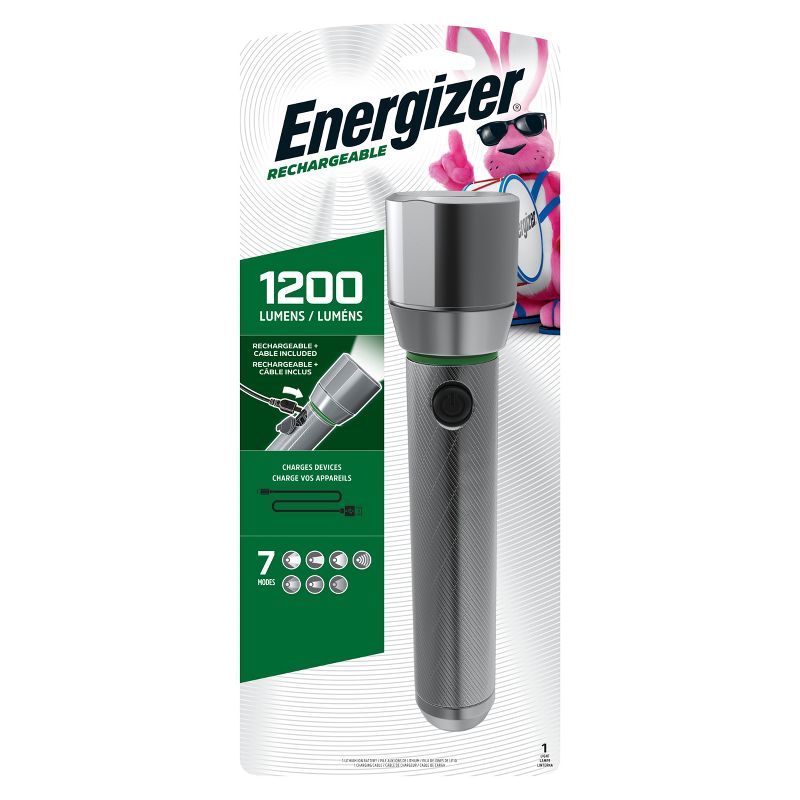 Energizer Vision HD Rechargeable Metal LED FlashLight Silver, 1 of 8