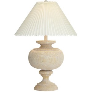Pacific Coast Lighting Grand Maison 30" Tall Large Urn Farmhouse Rustic End Table Lamp Brown Faux Wood Finish Single White Pleated Shade Living Room - 1 of 4