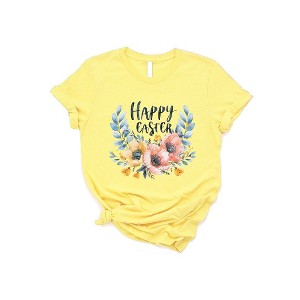 Simply Sage Market Women's Happy Easter Floral Short Sleeve Graphic Tee - 1 of 4