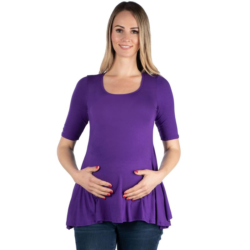 24seven Comfort Apparel Womens Elbow Swing Maternity Tunic Top, 1 of 6
