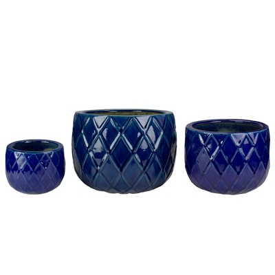 Napa Home & Garden Set of 3 Blue Textured Planter Set 11"
