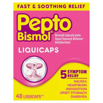 Pepto-Bismol LiquiCaps 5 Symptoms Rapid Digestive Relief - 48ct
