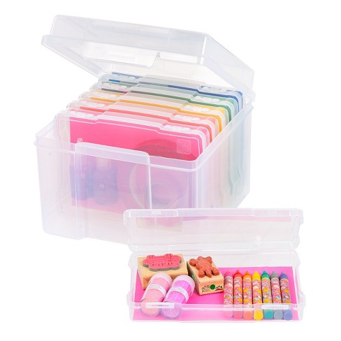 Iris Usa Paper Thick Portable Plastic Scrapbook Storage Cases With Built-in  Handle : Target