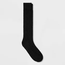 Women's Diamond Textured Super Soft Knee High Boot Socks - Universal Thread™ Black 4-10