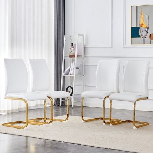 NicBex PU Leather Dining Chairs Set of 4,Upholstered Armless Kitchen Chair with High Back and Arched Metal Legs for Dining Room,Kitchen - 1 of 4