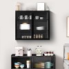 Modern Wall-Mounted Bathroom Cabinet with Double Glass Doors, Versatile Storage Solution for Kitchen Utensils and Spice Jars, Suitable for Bathroom - 3 of 4