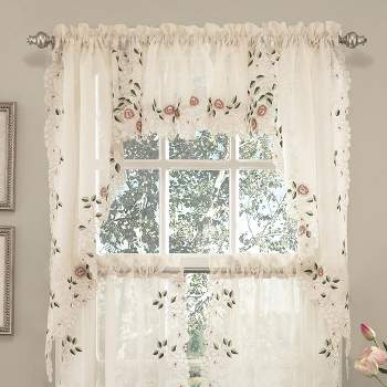 Rosemary Linen Embroidered Kitchen Curtains by Sweet Home Collection™