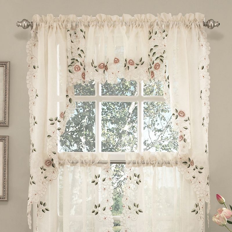 Rosemary Linen Embroidered Kitchen Curtains by Sweet Home Collection™, 1 of 4