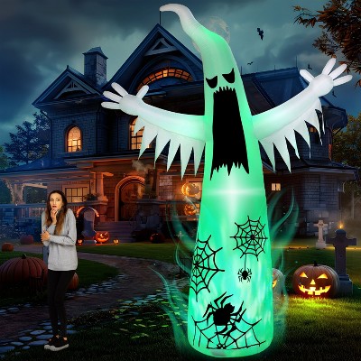 Joyfy 12 FT Halloween Inflatables Outdoor Decorations, Giant Ghost Inflatable with 3-Colored Flashing Flame Light for Halloween Yard Garden Lawn Decor