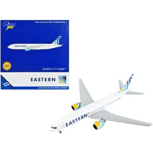 Boeing 777-200ER Commercial Aircraft with Flaps Down White w/Stripe 1/400 Diecast Model Airplane by GeminiJets - 1 of 4