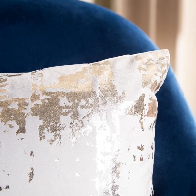 Rensia 12" x 20" Gray and Gold Abstract Throw Pillow