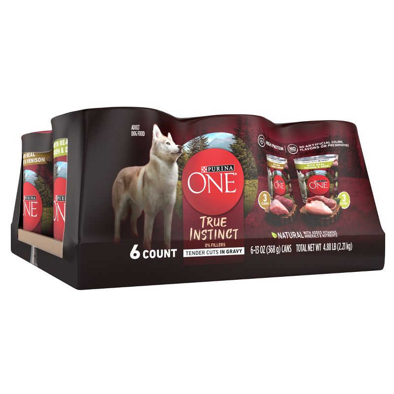 Purina ONE SmartBlend True Instinct Tender Cuts In Gravy with Real Turkey,Chicken, Duck and Venison Wet Dog Food - 13oz/6ct Variety Pack, 5 of 10