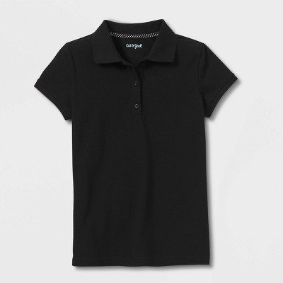 Girls' Short Sleeve Pique Uniform Polo Shirt - Cat & Jack™ Black