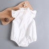MyKids-USA Baby Girl Embroidery Pattern Round Neck Mullet Design Sleeveless Cardigan Onesies With Bow Decorations - 2 of 4