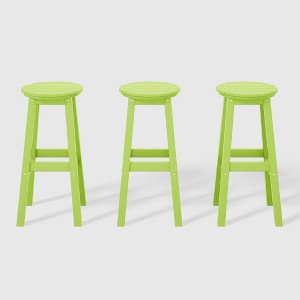 WestinTrends Malibu 29" All Weather Hdpe Outdoor Patio Round Backless Bar Stool (Set of 3) - 1 of 4