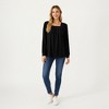 Anna-Kaci Women's Long Sleeve Square Neck Top with Front Pleat Detailing and Relaxed Fit - 4 of 4
