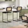 PexFix 2Pcs Counter Height Bar Stools Upholstered PU Leather Barstools with Rattan Back 26 inch Stools Armless Bar Chairs for Kitchen Island Black - 3 of 4