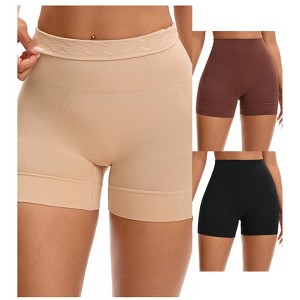 INSPIRE CHIC 3 Packs Women's High Waisted Boyshorts Soft Stretch Seamless Control Panties for Under Dresses - 1 of 4