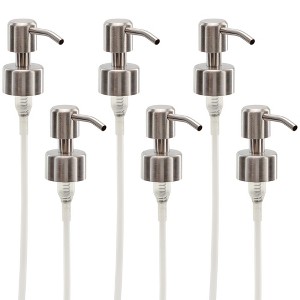 Cornucopia Brands Stainless Steel Replacement Lotion Pump Parts 6pk; Silver Soap Dispenser Tops, 8oz / 16oz Boston Round 28/400 Neck - 1 of 4