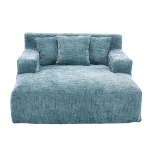 Vynxaria Chenille Lazy Sofa Chaise Longue Armchair with 3 Pillows for Ultimate Comfort - 1 of 4