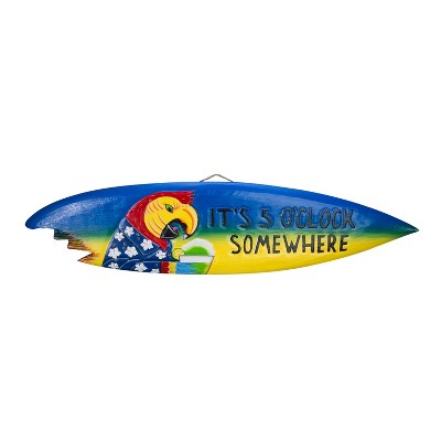 Beachcombers Large Surfboard Coastal Plaque Sign Wall Hanging Decor Decoration For The Beach With Bite 9.5 x 1 x 39 Inches.