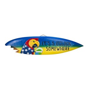 Beachcombers Large Surfboard Coastal Plaque Sign Wall Hanging Decor Decoration For The Beach With Bite 9.5 x 1 x 39 Inches. - 1 of 2