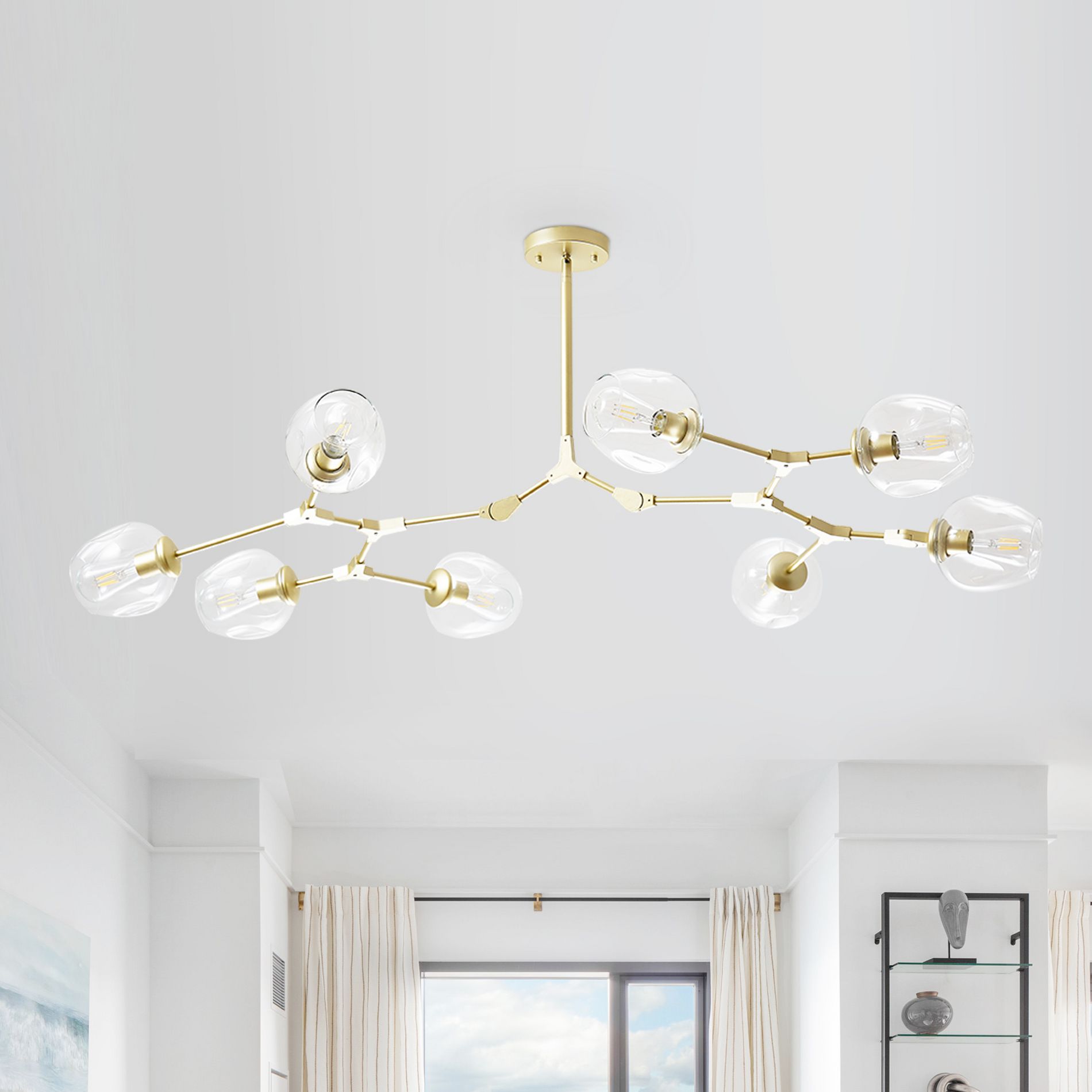Bella Depot Modern 8-Light Adjustable Chandelier Gold Pendant  Light with Clear Glass Shades