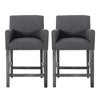 Set of 2 Bar Stool Upholstered Counter Stool Dining Chair Pub Stool, Charcoal-Merax - 4 of 4
