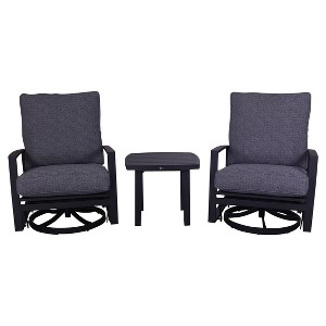 Courtyard Casual Santorini 3 pc Swivel Chat Set  Includes:  Two Swivel Gliders and one End Table - 1 of 4
