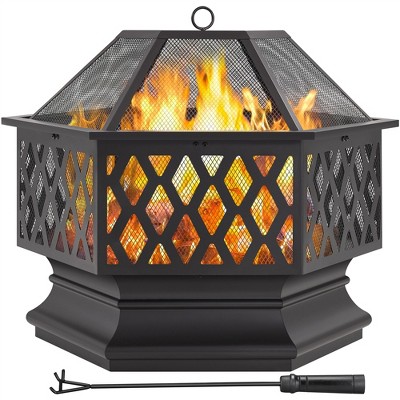 Yaheetech 28" Steel Fire Pit Outdoor Fireplace, Black
