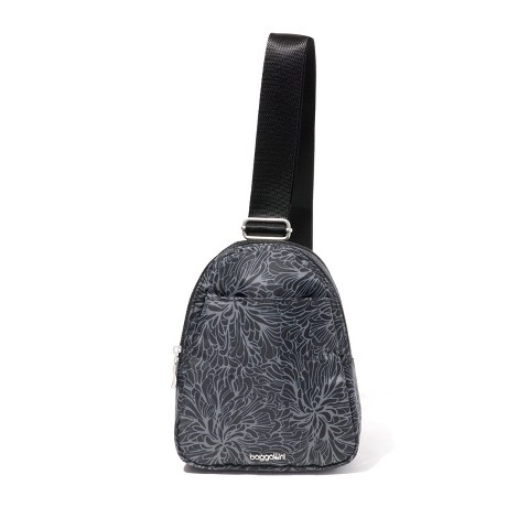 Baggallini Double Zip Mini Sling Bag - Midnight Blossom