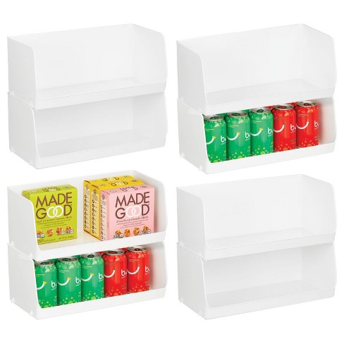 Mdesign Linus Plastic Kitchen Pantry Storage Organizer Bin With Handles, 4  Pack - Clear, 12 X 6 X 7.75 : Target