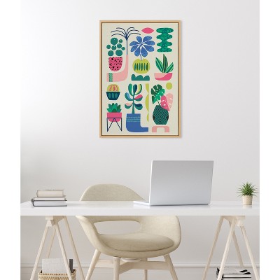 Colorful Mid-Century Modern Houseplants Canvas Wall Art