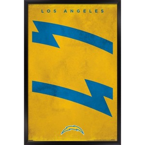 Trends International NFL Los Angeles Chargers - Logo 25 Framed Wall Poster Prints Black Framed Version 22.375" x 34" - 1 of 4