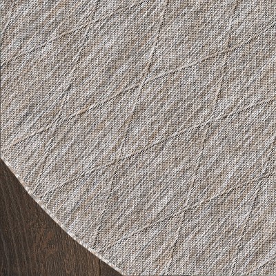 Grey Mocha Round Geometric Synthetic Washable Area Rug