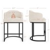 Arceso 3pcs Counter Height Bar Stools, Modern Counter Stools Upholstered Barstools, with Curved Backrest and Arms, Ivory white - 4 of 4
