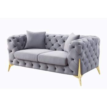 66" Jelanea Sofa Gray Velvet and Gold Finish - Acme Furniture