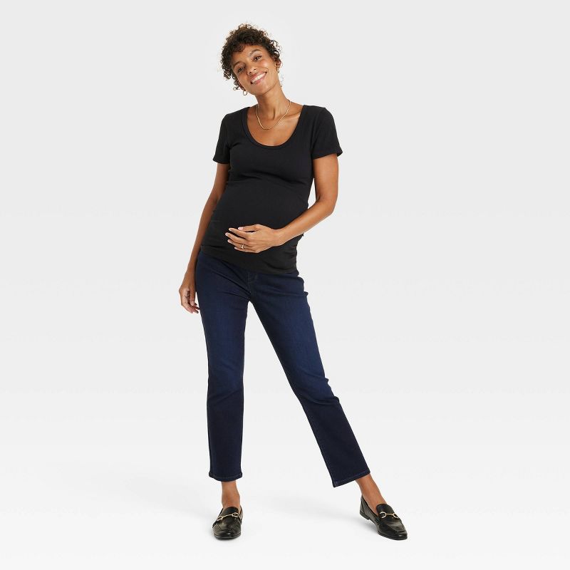 Over Belly Ankle Bootcut Maternity Pants - Isabel Maternity by Ingrid & Isabel™ Dark Wash, 3 of 6