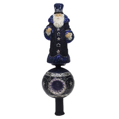 Tree Topper Finial 14.0" Blue Christmas Topper Christmas Couture Ludell Santa  -  Tree Toppers